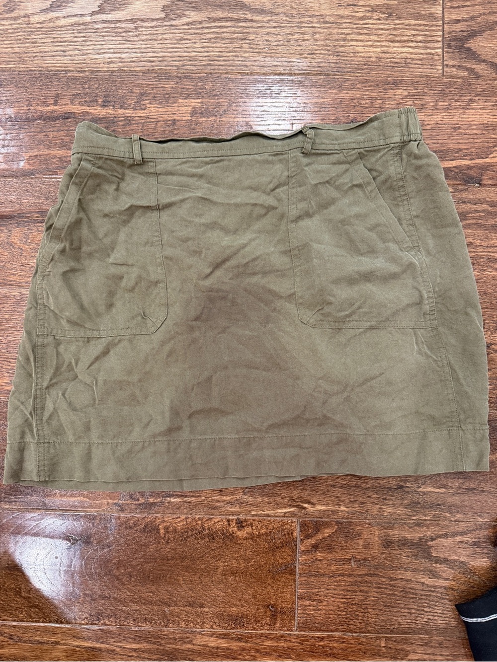 LOFT Olive Green Mini Skirt with Front Patch Pockets
